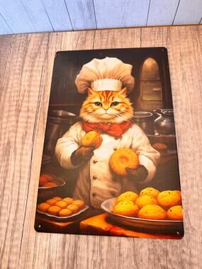Baker  Kitty Metal Sign Cute Cat Baker Cat Metal Home Decor FAST SHIP